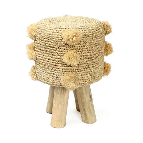 Le Tabouret Raffia Pom Pom