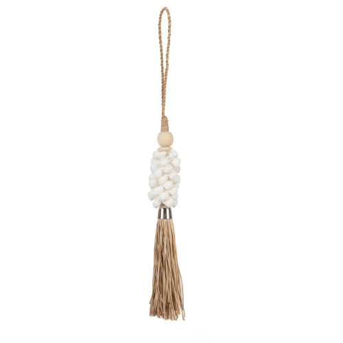 Le Pompon En Coquillage Blanc Et Raffia