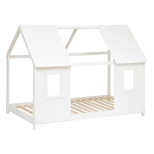 Lit cabane enfant pin blanc 140x195cm