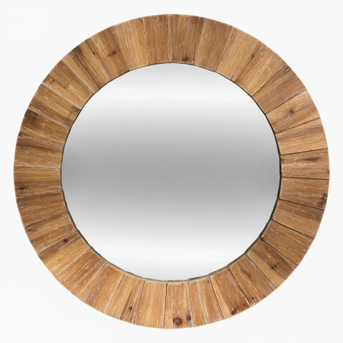 Miroir rond en bois