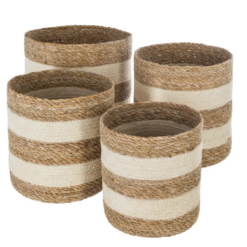 Set de 4 paniers en jute et roseau